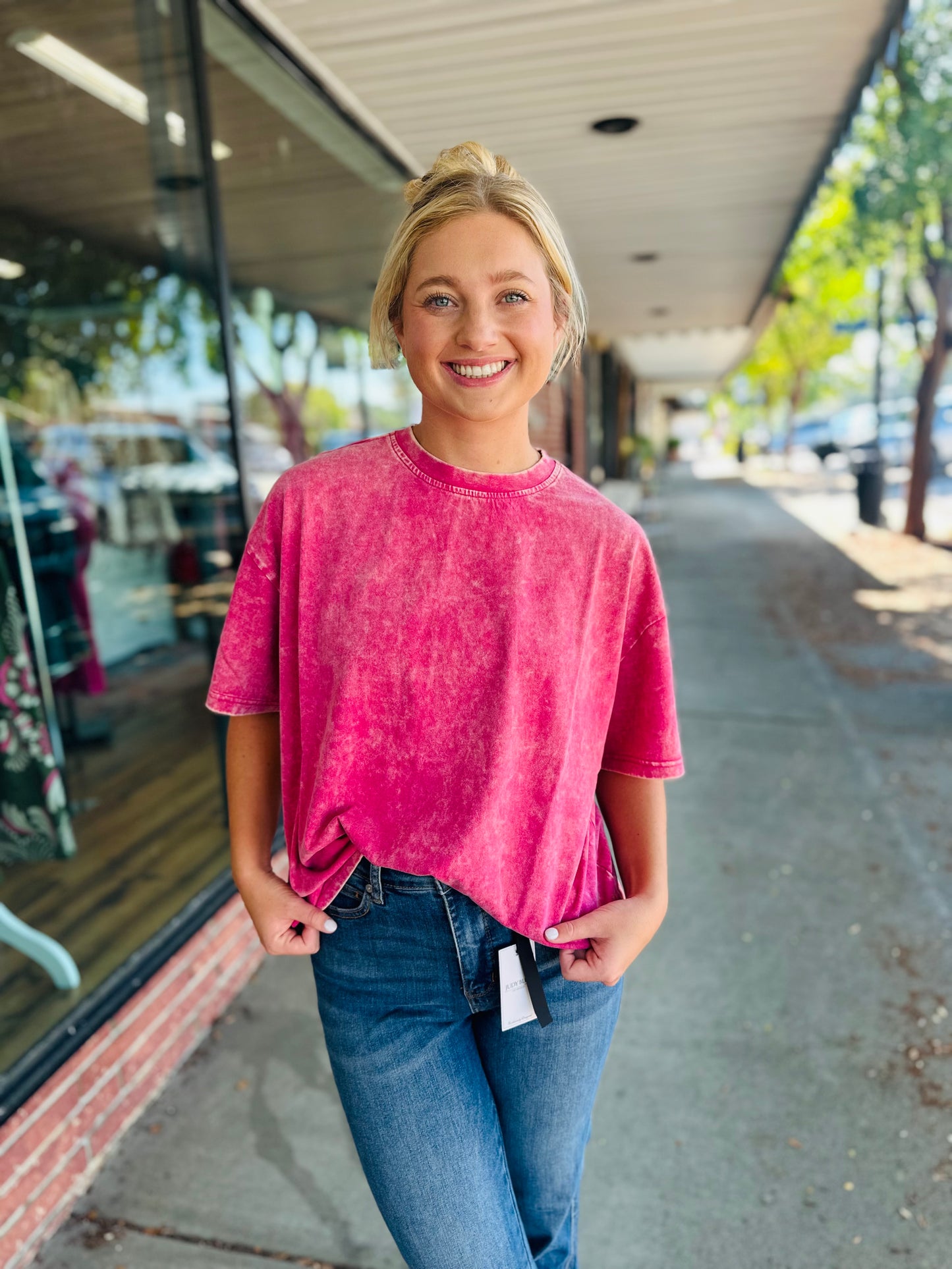 Acid Wash Boxie Cut Top