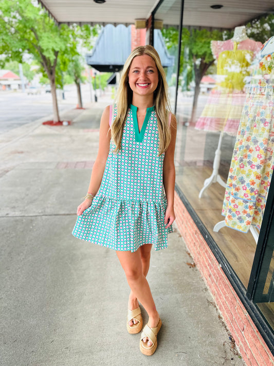 Pink\Green Sleeveless Dress