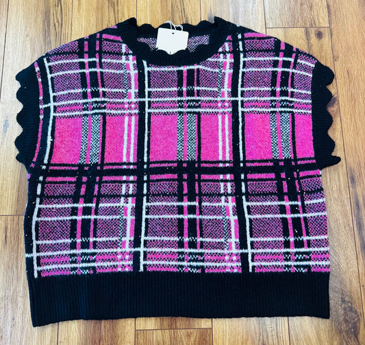 Pink & Black Sweater Vest