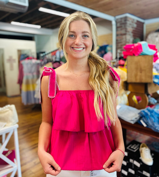 Magenta Tiered Top