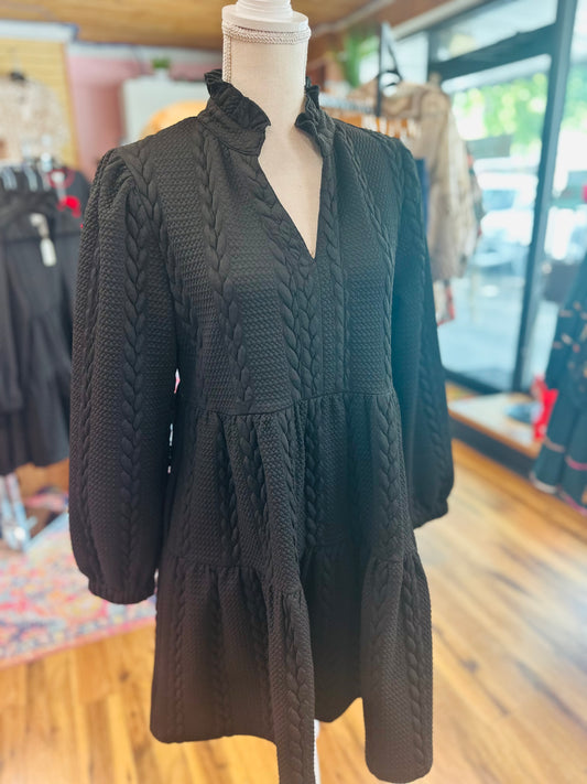 Black Braided Long Sleeve dress