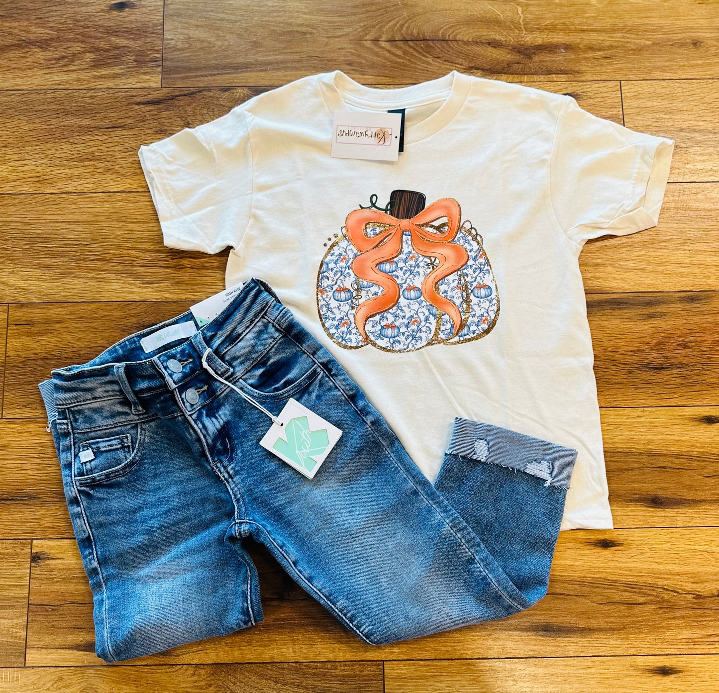 Kids Pumpkin Bow Tee
