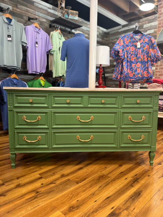 Green & Gold 9 Drawer Dresser