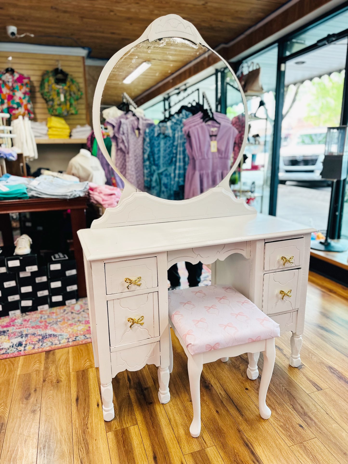 White Bow Vanity