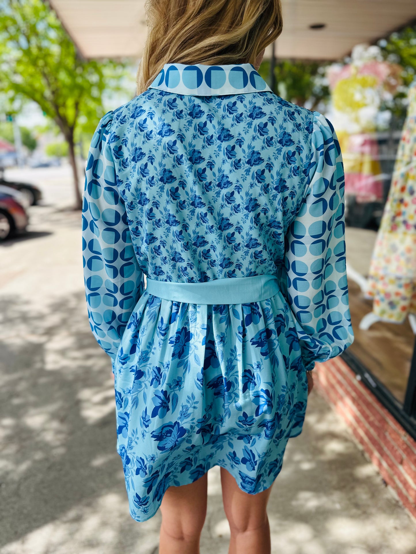 Blue Long Sleeve Dress